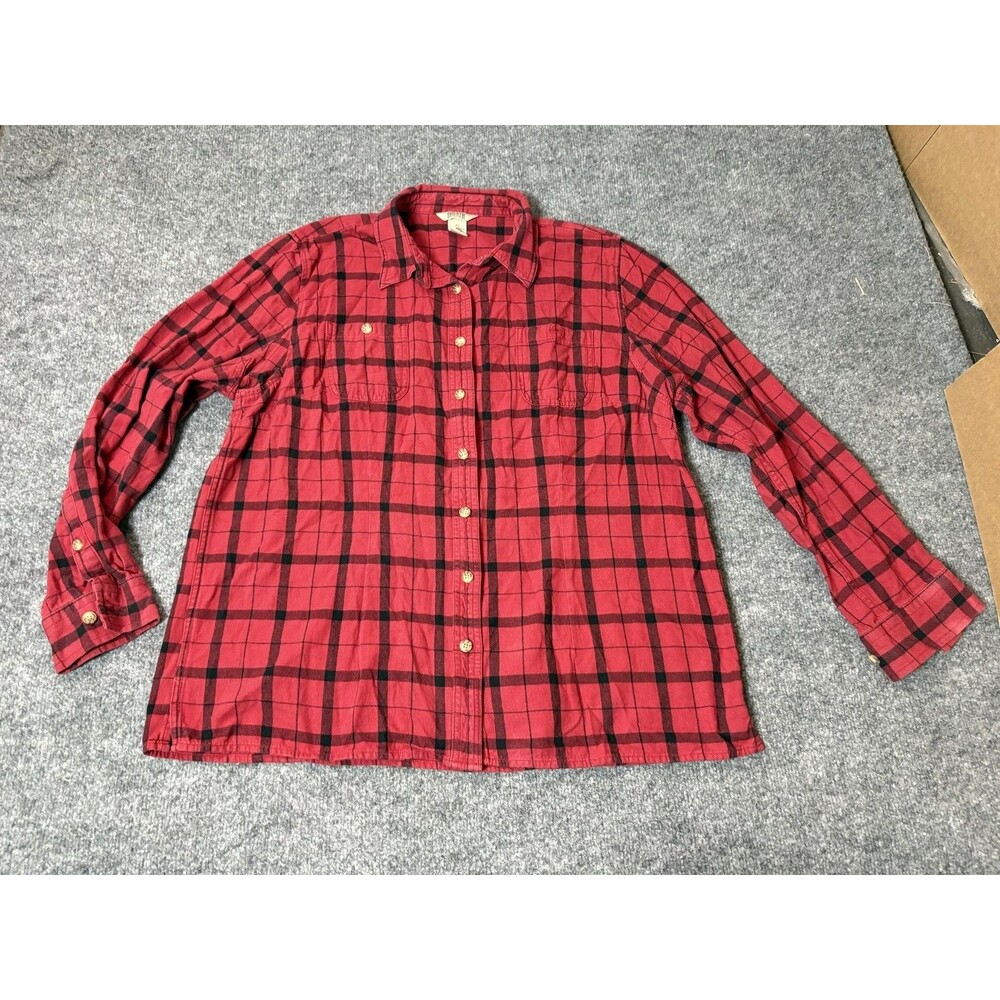 Duluth Trading Co. Shirt Mens XL Red Plaid Long Sleeve Flannel Button-Up Casual